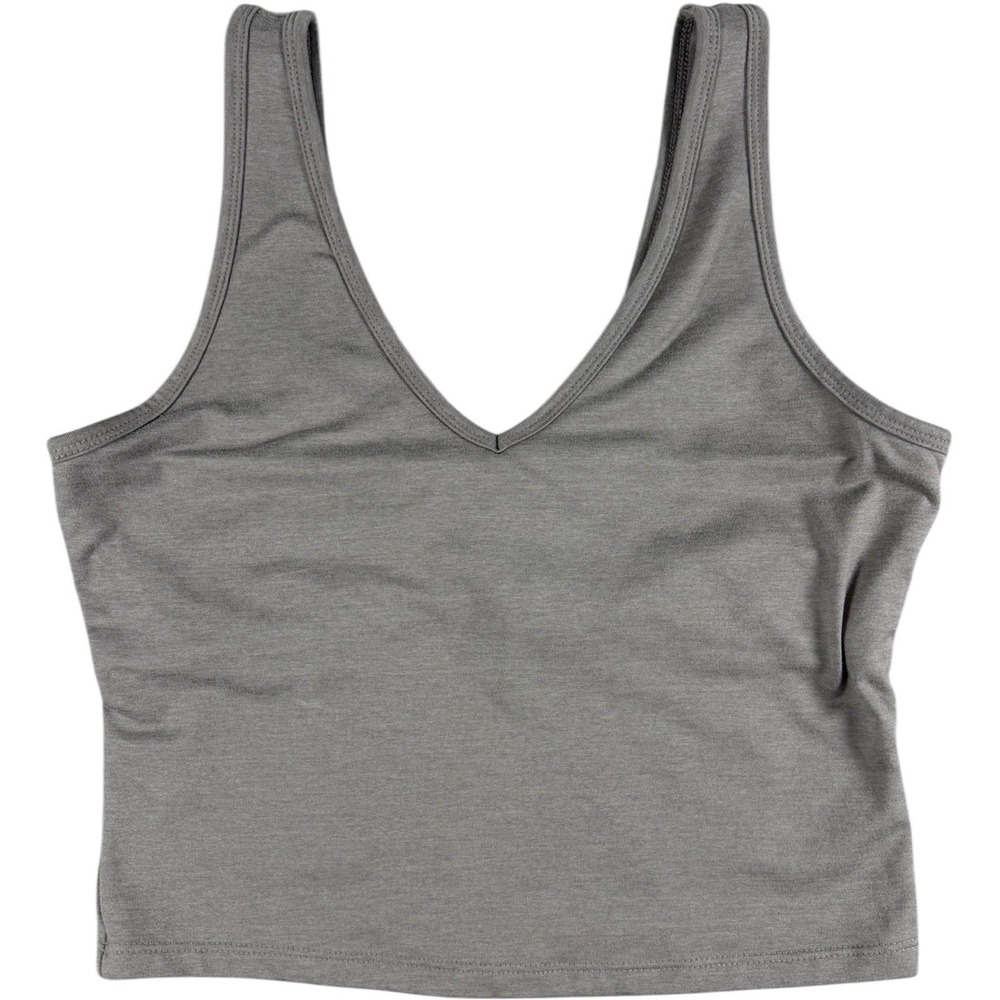 GapFIT Women's V-Neck Crop Top And‎ It Built In Shelf Bra Gray Size Small